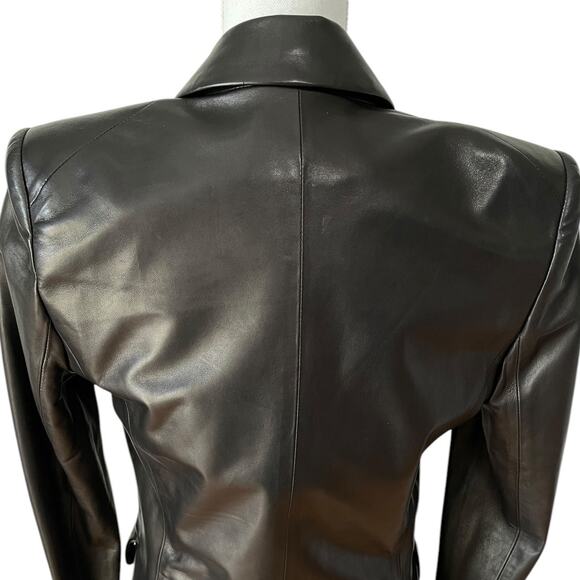 NWT Veronica Beard Miller Dickey Double breasted Leather Blazer Black Size 4 - Picture 11 of 12